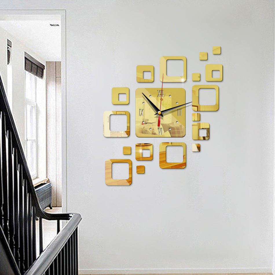 Hollow Mirror Wall Clock – Modern DIY Home Decor