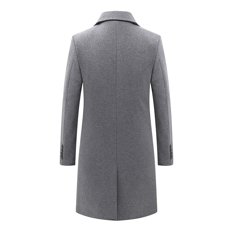 INSTOCK-Men’s Long Wool Coat – Autumn/Winter Double-Breasted