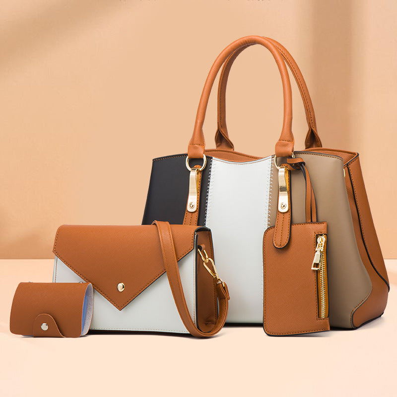 Women’s Color-Blocking Tote & Crossbody Bag Set
