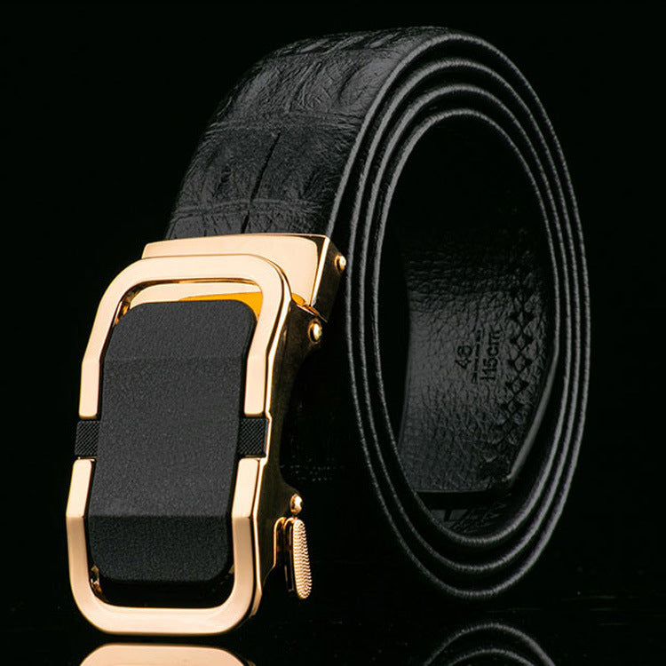 Crocodile Pattern Leather Belt – Auto Buckle Men’s