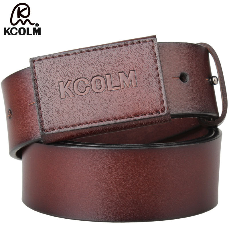 Smooth Buckle Cowhide Belt – Casual Trendy Leather Style
