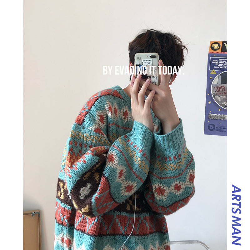 INSTOCK-Men’s Retro Loose Sweater – Korean Fashion Thick Knit