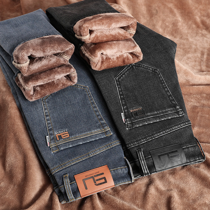 Men’s Slim-Fit Fleece-Lined Winter Casual Jeans