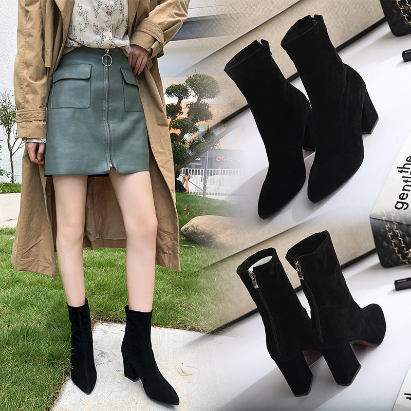 Women’s Korean Style Thick Heel Short Boots