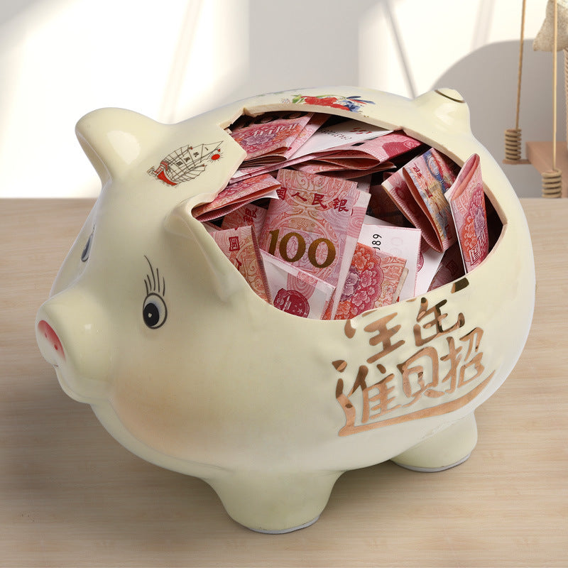 One-Way Piggy Bank Ceramic Money Box Handmade Coin Holder