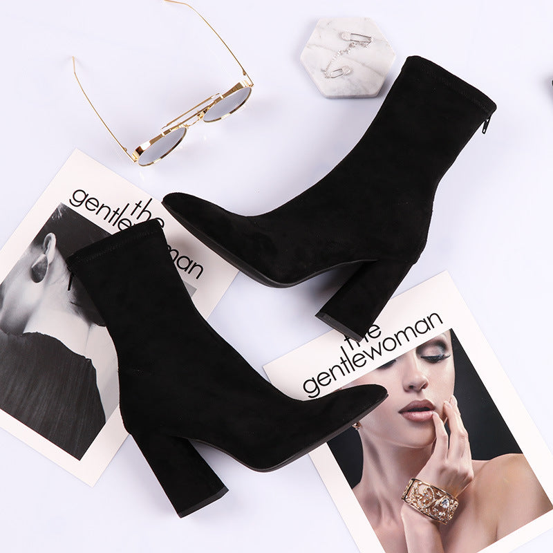 Women’s Korean Style Thick Heel Short Boots