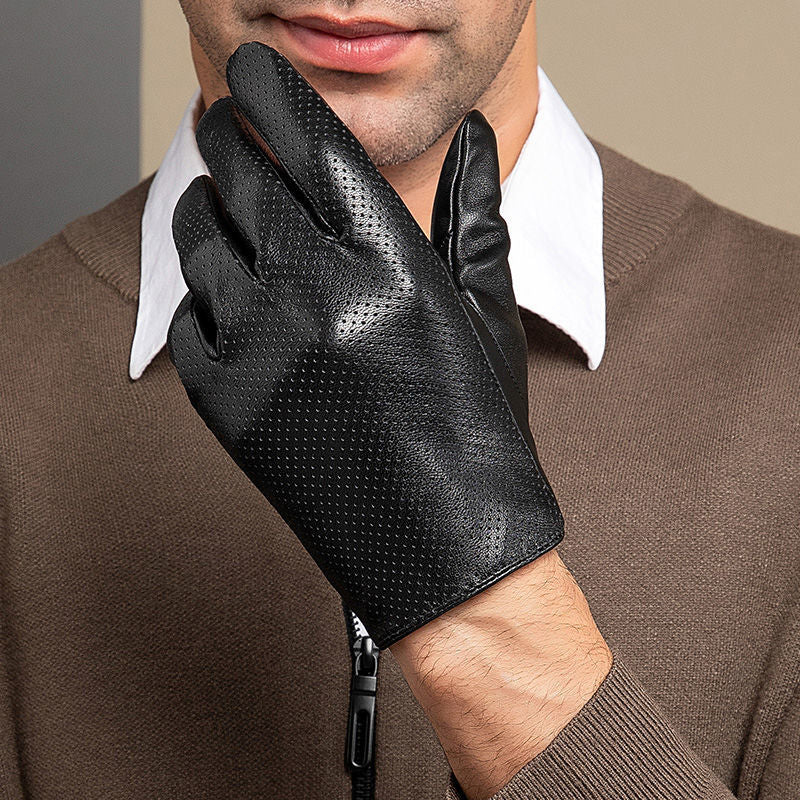 Men’s Sheepskin Leather Driving Gloves – Thin, Breathable Spring