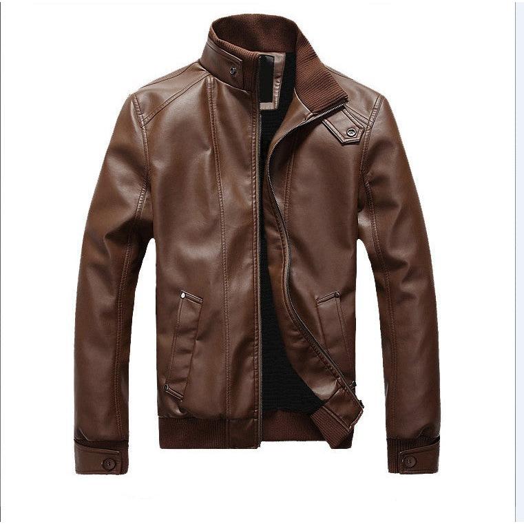 Men’s Korean Slim-Fit Leather Motorcycle Jacket 2023