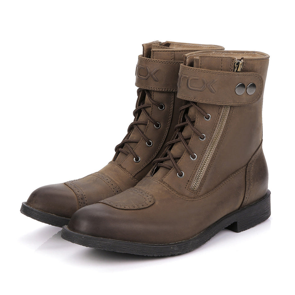 Retro Cowhide Motorcycle Boots Four-Season High-Top