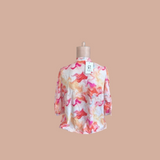 INSTOCK- Floral-print Top With Ruched Neckline