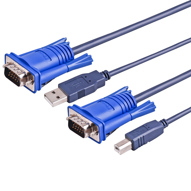 KVM Double Parallel Line USB Print VGA Data HD Cable