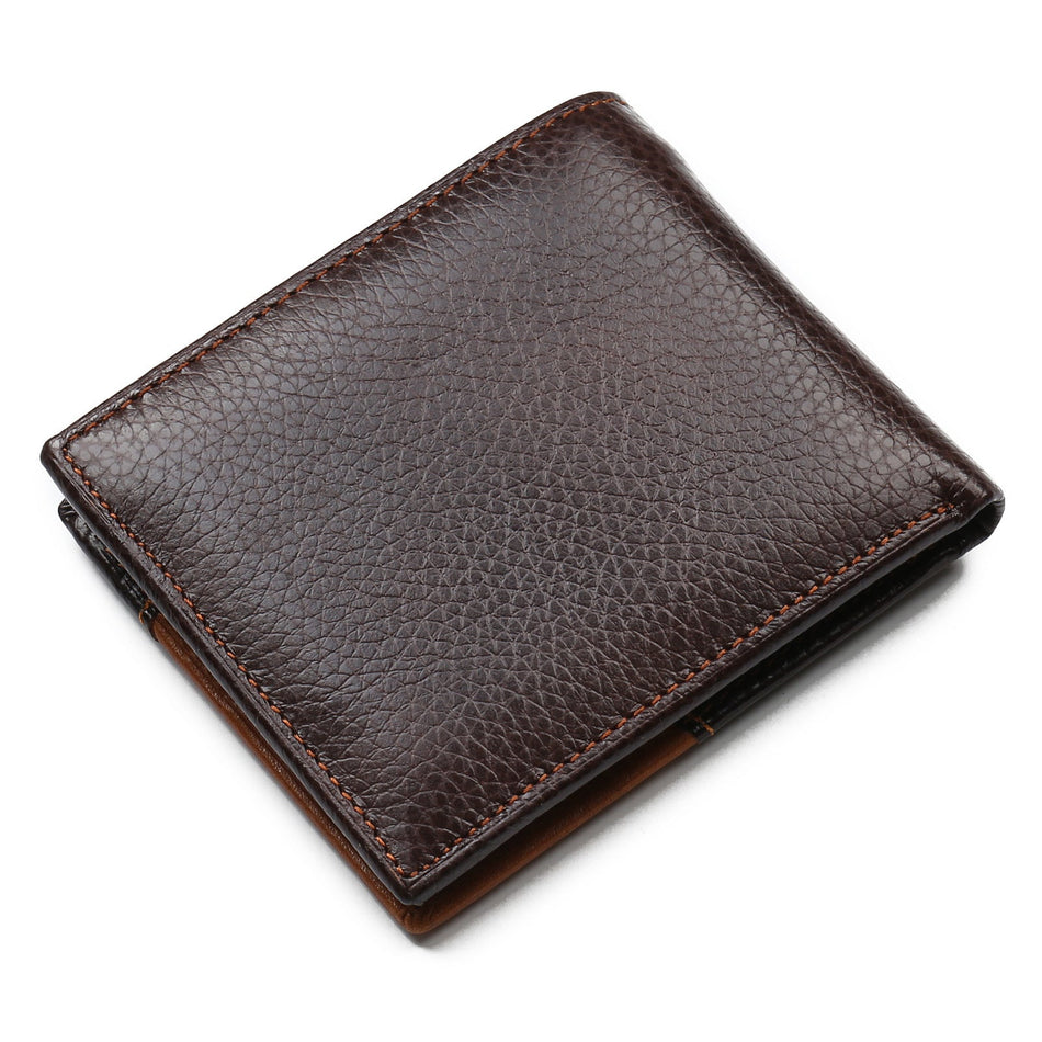 Creative Stitched Leather Wallet with Coin Pouch