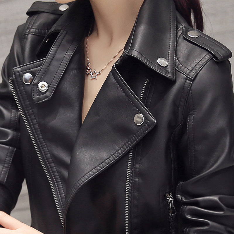 Women’s Korean-Style PU Leather Jacket