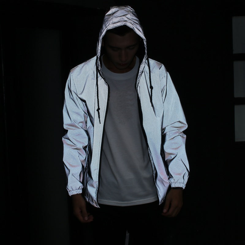 Men’s Autumn Winter Windbreaker Youth Reflective Sports Jacket