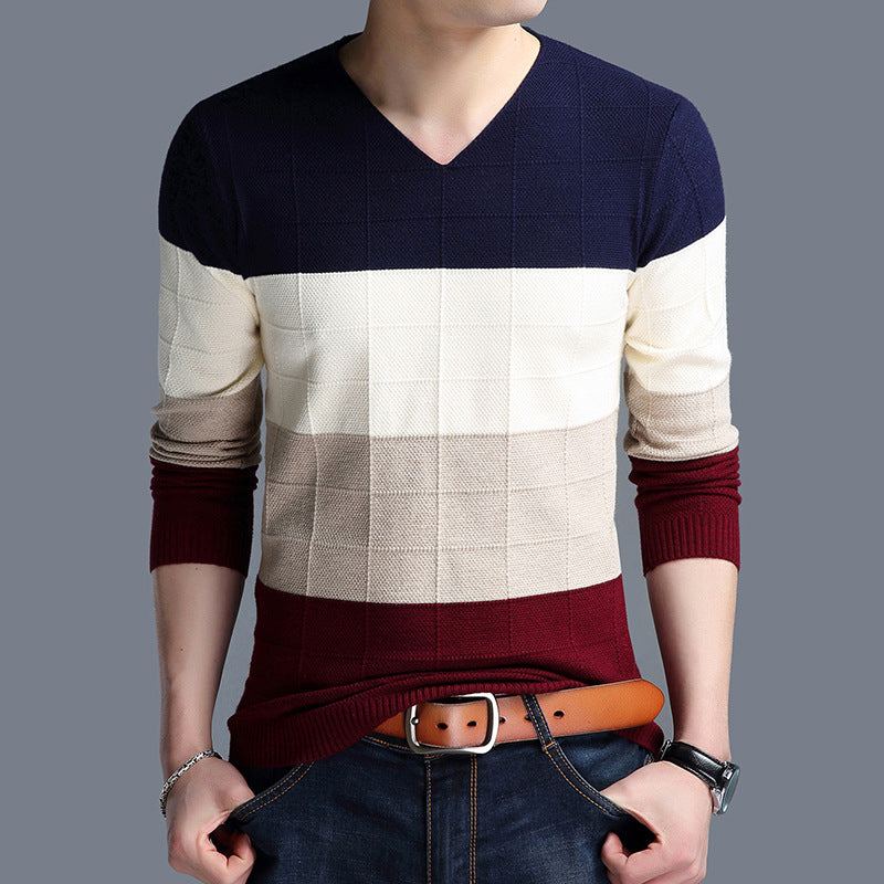 Men's V-Neck Knit Pullover Sweater for Casual Everyday Wear