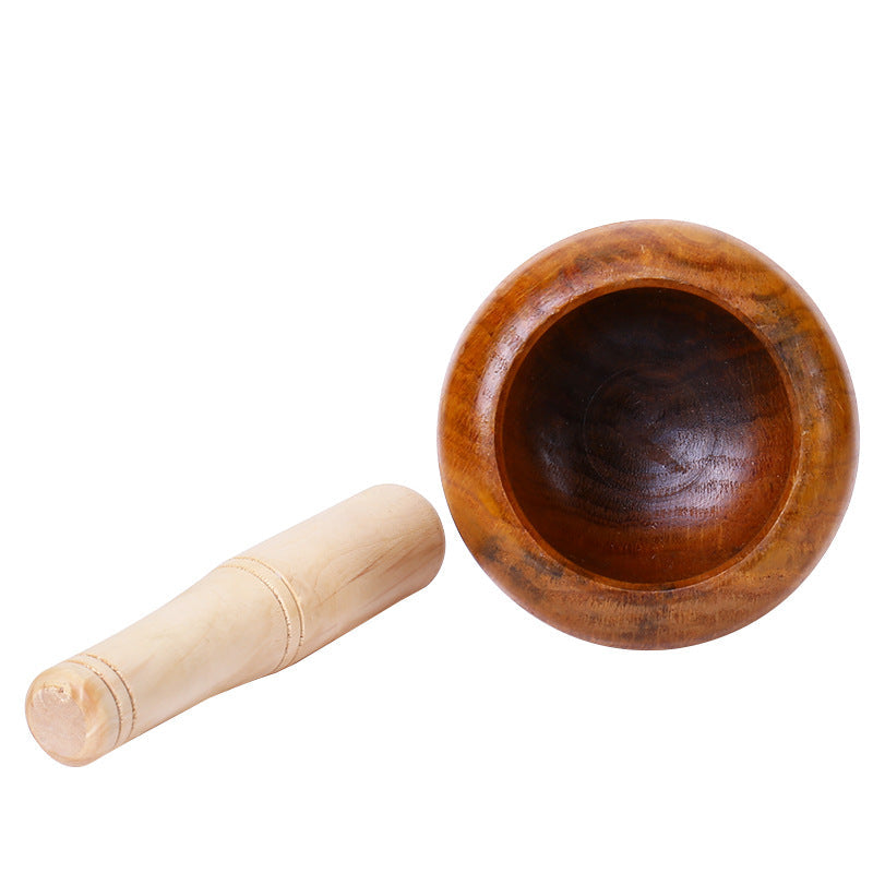 Solid Wood Garlic Mortar – Manual Garlic Mash Pot