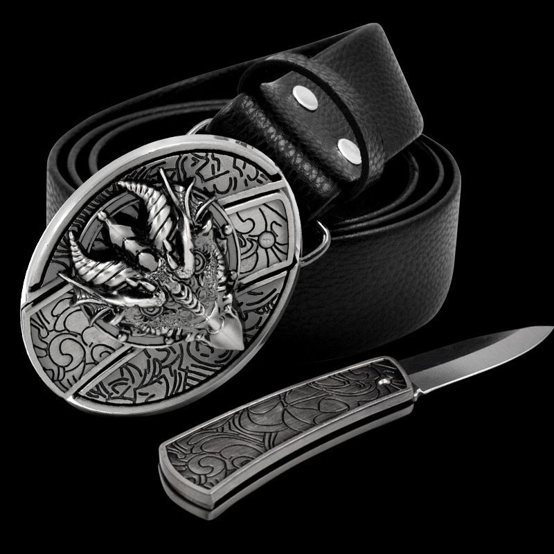 Men’s Self-Defense Leather Belt 🔪 Korean Alloy Buckle