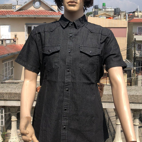 INSTOCK - Denim shirt _ foreign trade denim short sleeve shirt