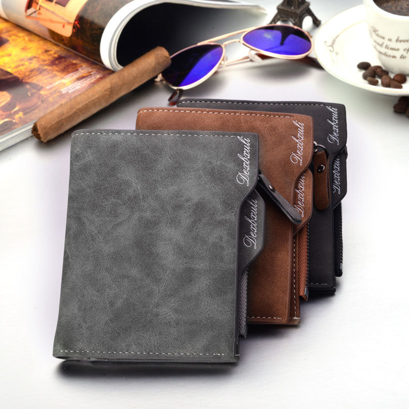 Men’s Korean Style Zipper Wallet - Multi-Card & ID Holder