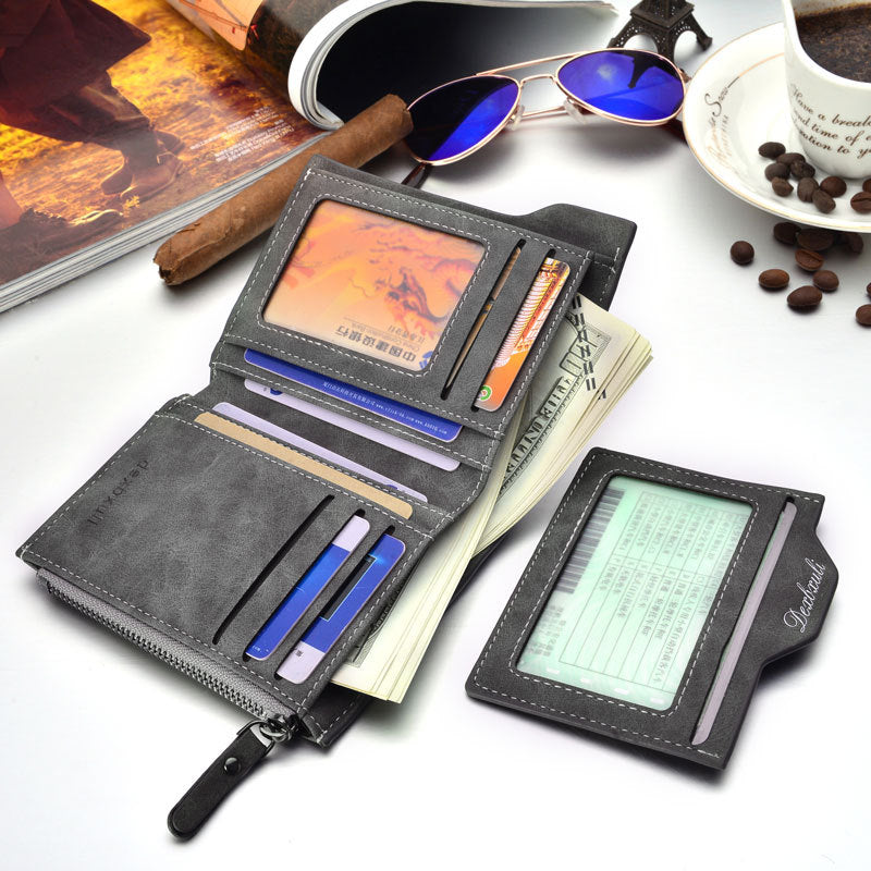 Men’s Korean Style Zipper Wallet - Multi-Card & ID Holder