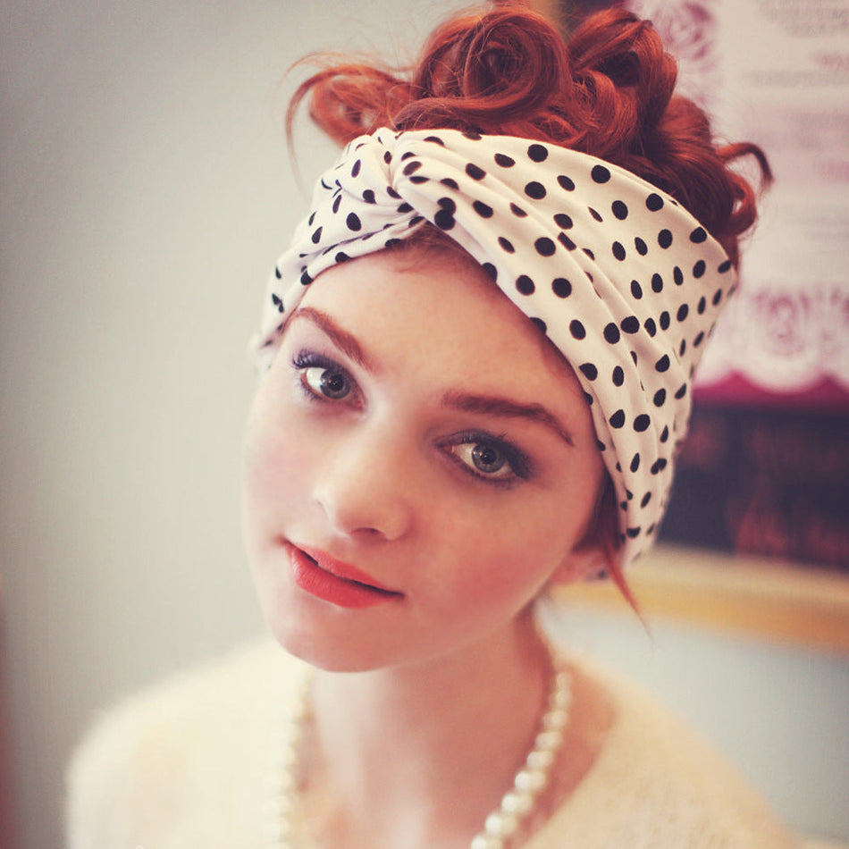 Women’s Dot Milk Silk Cross-Knot Hair Band