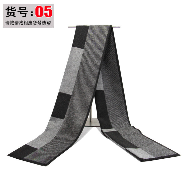 Men’s Winter Plaid Scarf Thick Warm Imitation Cashmere Korean