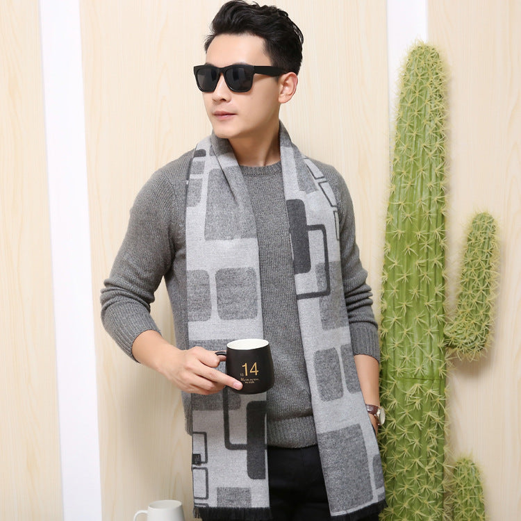 Men’s British & Korean Style Scarf 2025 Autumn Winter Warm