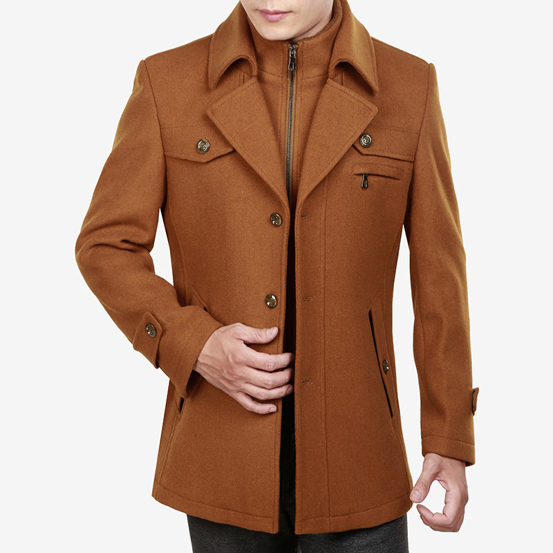 Men’s Double Collar Wool Winter Business Coat