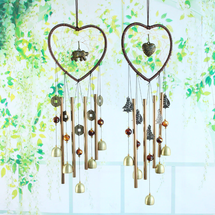 Heart-Shaped Dream Catcher – Wind Chime Door Pendant