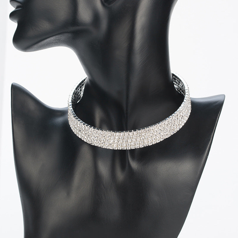 Fashion Full Diamond Multi-Layer Collar Necklace