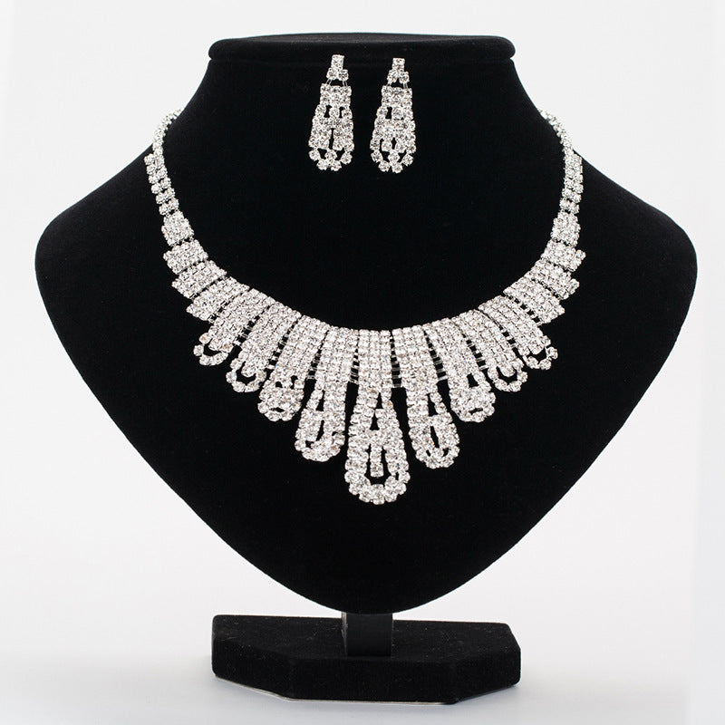 Korean Rhinestone Jewelry Set | Necklace & Earrings (N345)