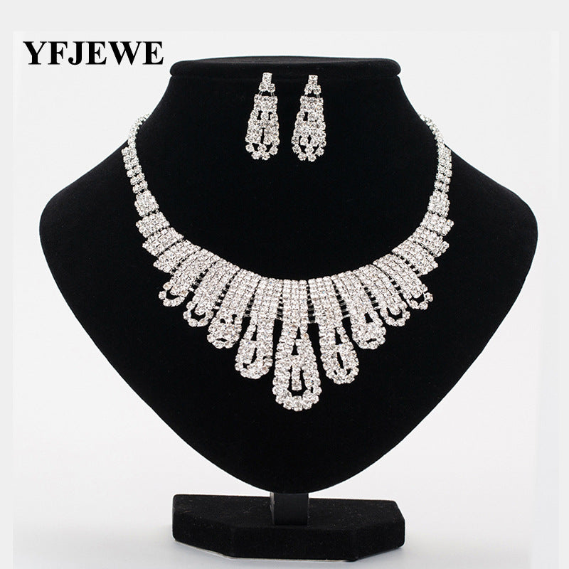 Korean Rhinestone Jewelry Set | Necklace & Earrings (N345)