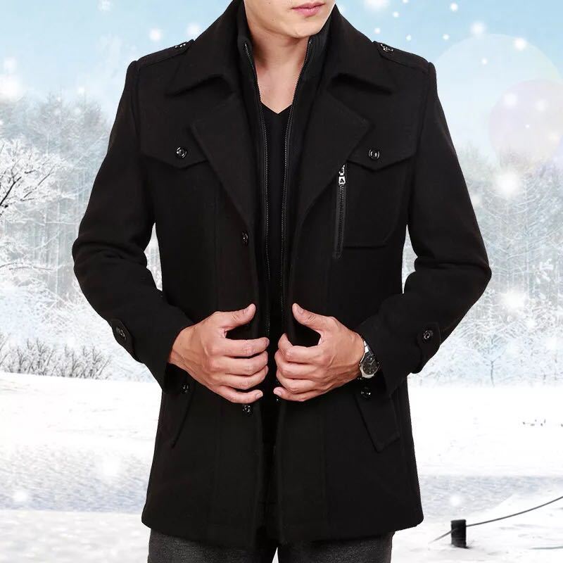 Men’s Double Collar Wool Winter Business Coat