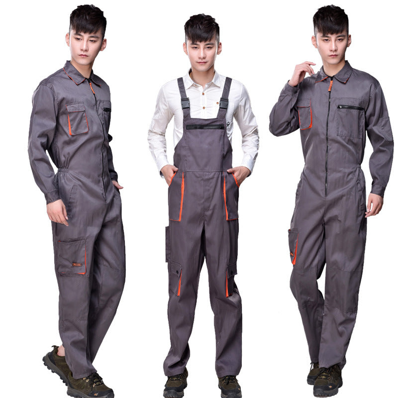 Korean Style Multi-Pocket Work Clothes Suit – Gray Overalls