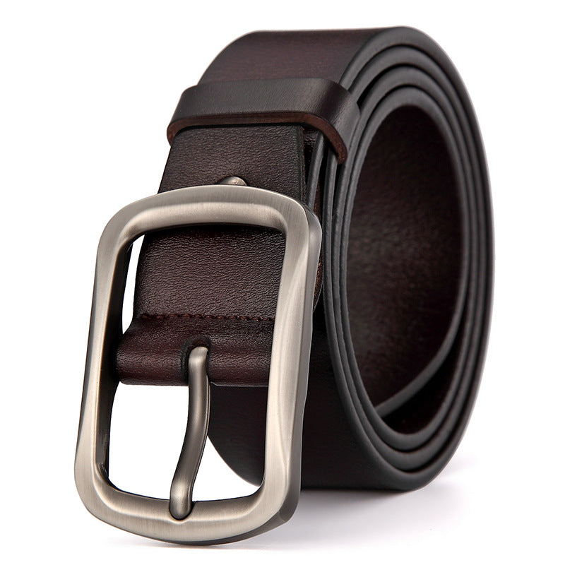 Genuine Cowhide Leather Belt – Retro Casual Pin Buckle