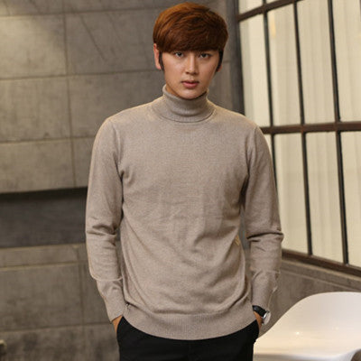 STOCK-Korean Men’s Slim-Fit Turtleneck Sweater – Large Size