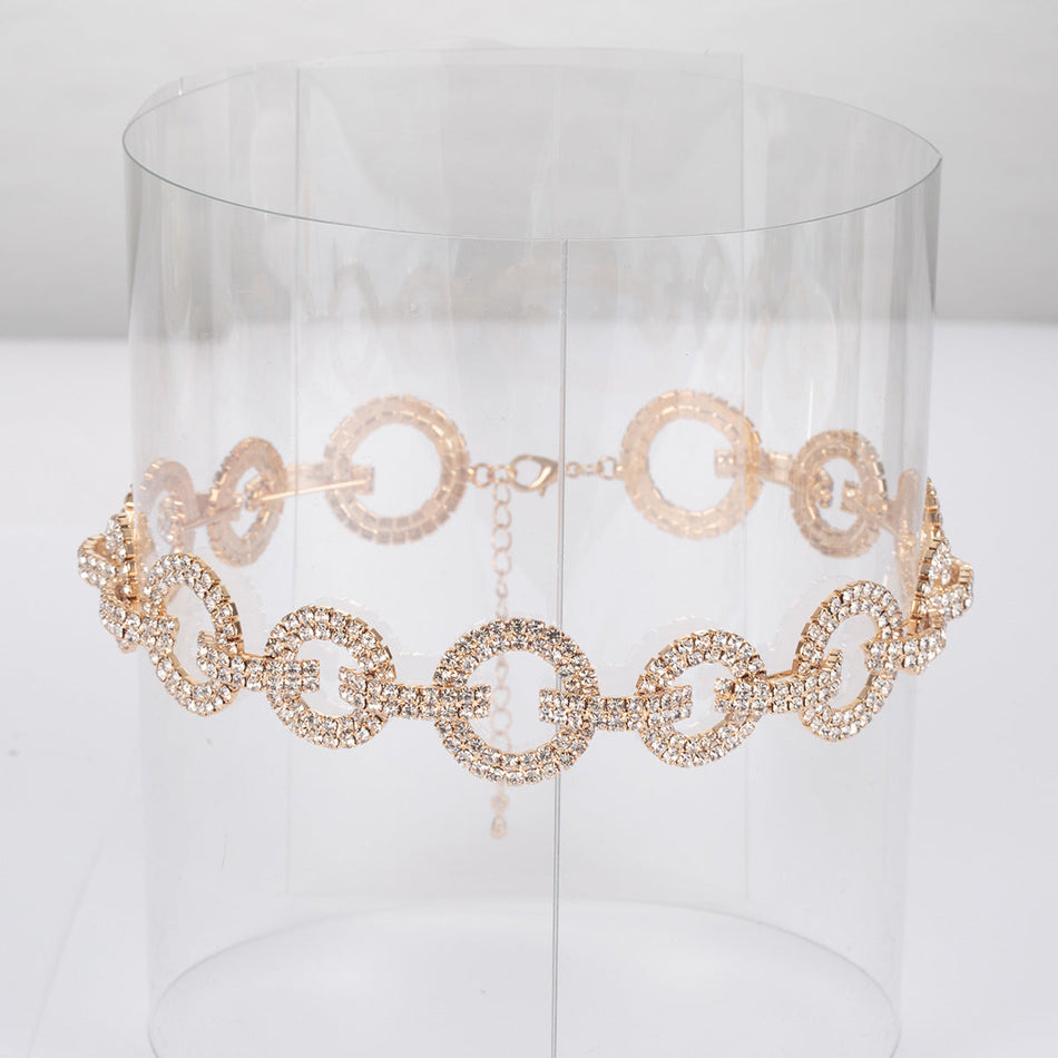 European & American Full Diamond Circle Necklace
