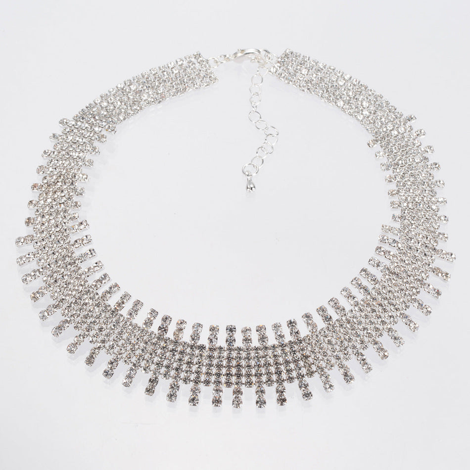 European & American Rhinestone Tassel Necklace
