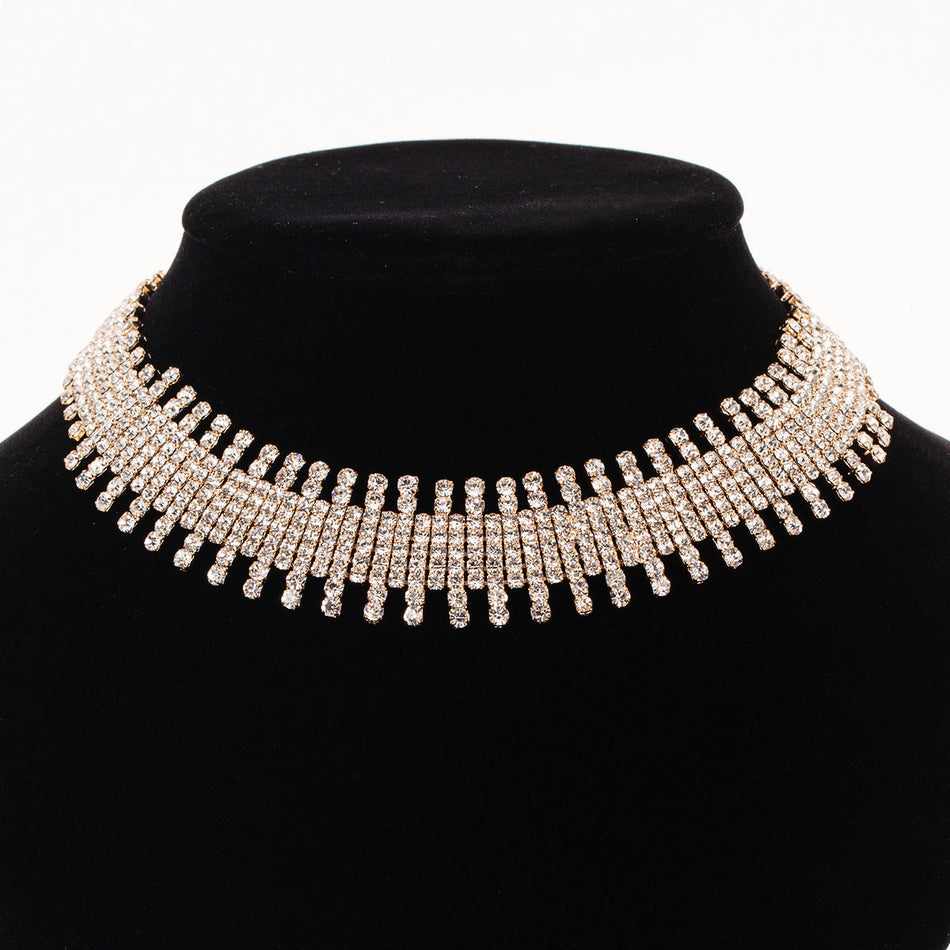 European & American Rhinestone Tassel Necklace