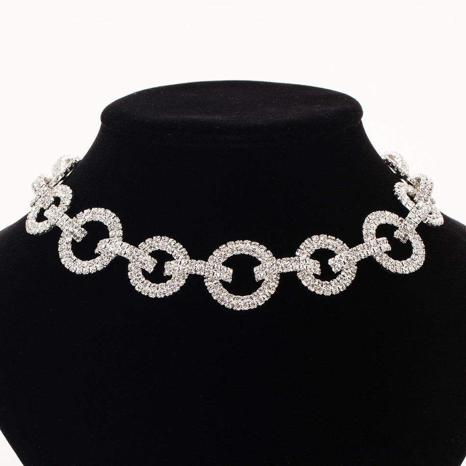 European & American Full Diamond Circle Necklace