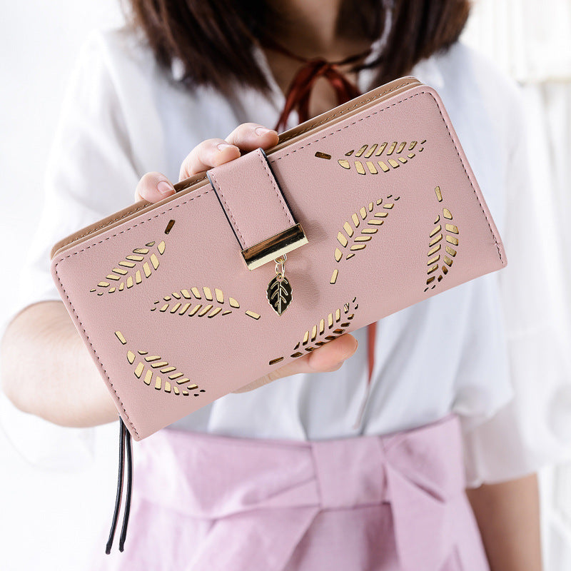 Hollow Leaf Long Wallet – Clutch & Phone Bag