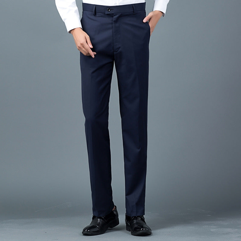 STOCK-Men's Slim Black Work Pants – Formal Business Trousers