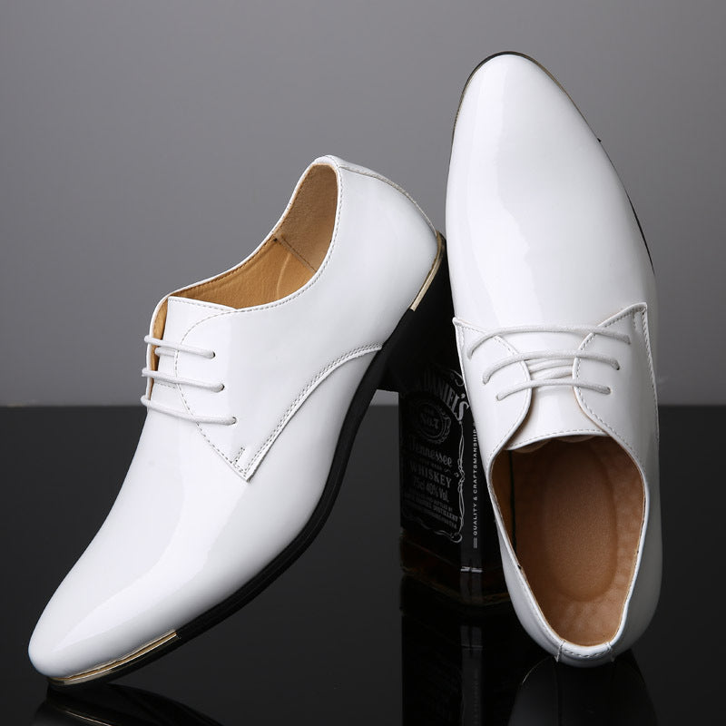 STOCK-Men’s Bright Leather Shoes Business Casual Formal Plus