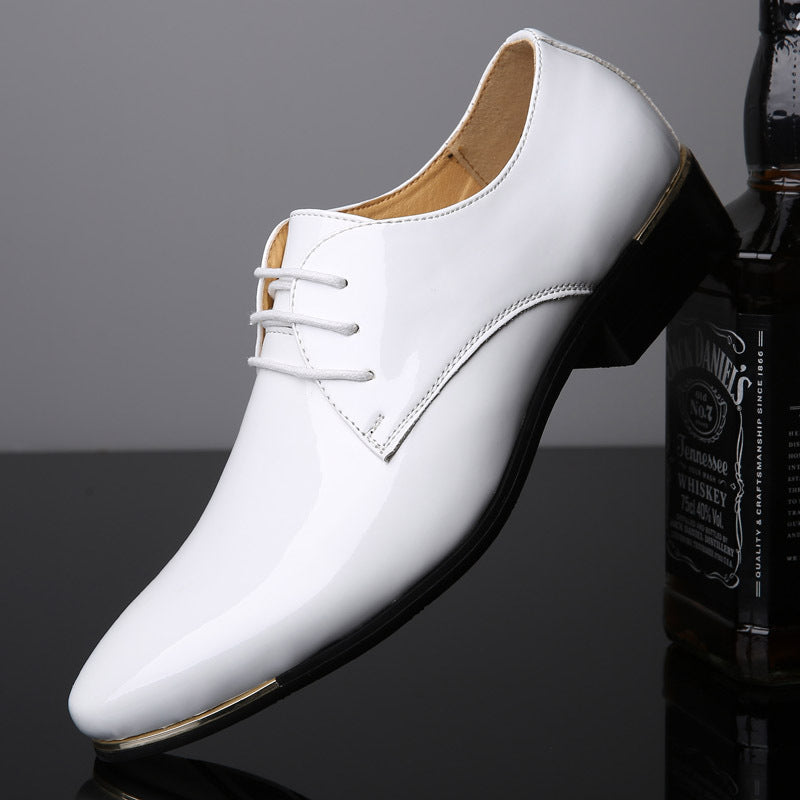 STOCK-Men’s Bright Leather Shoes Business Casual Formal Plus