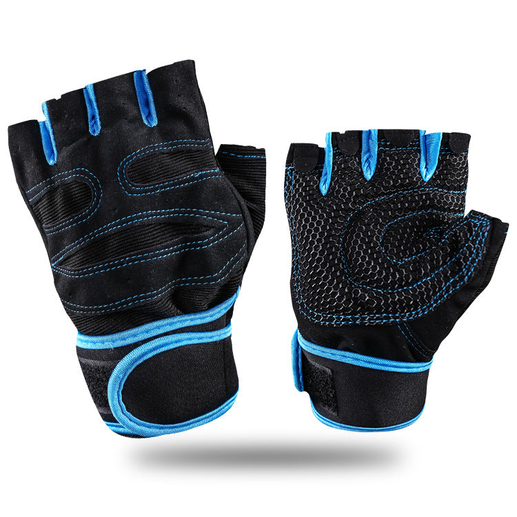 Half-Finger Gym Gloves with 4-Finger Wrist Strap Grip
