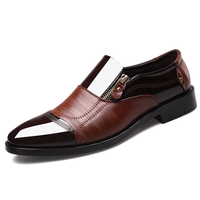 STOCK-Pointed toe slip-on leather formal Shoes