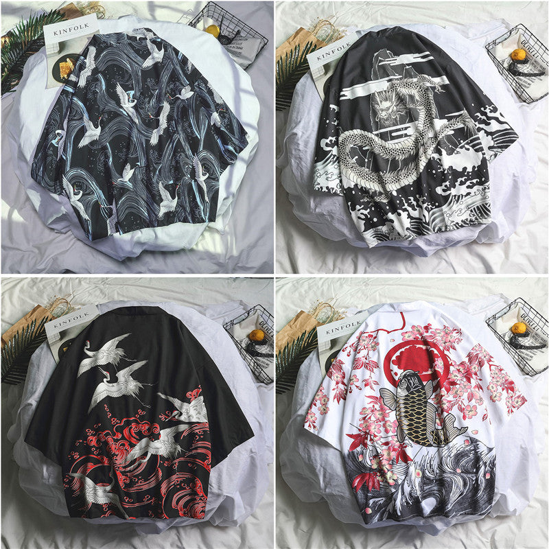 Men’s Tang Suit Kimono Sunscreen Jacket Loose BF Style