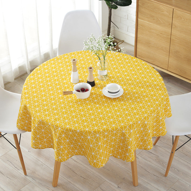 Nordic Cotton Linen Round Tablecloth Printed Geometric