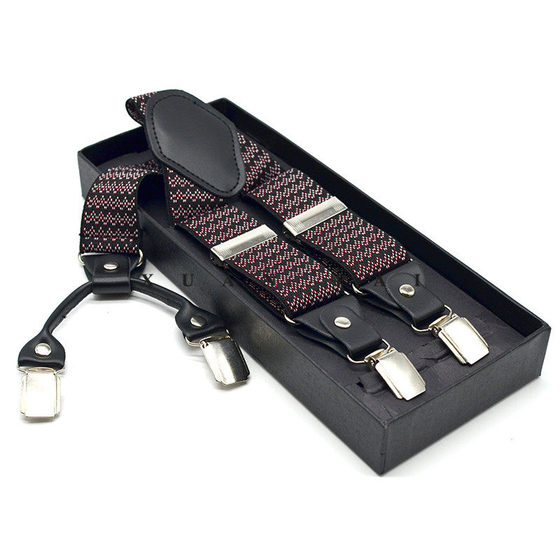 Four-Clip Jacquard Suspenders – Men’s Trousers Strap - 2 PC
