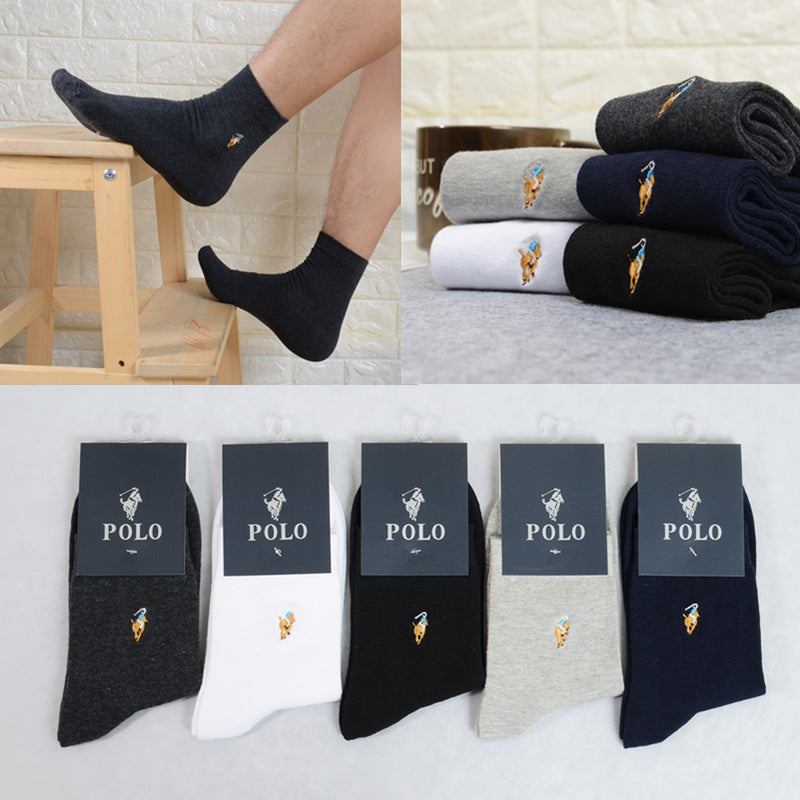 (PACK OF - 5) Polo Paul Mens Cotton Socks 2025 – Embroidery Gift
